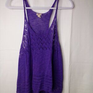 Arizona Jeans Co Crochet Tank Top Women XL Sleeveless Boho Purple